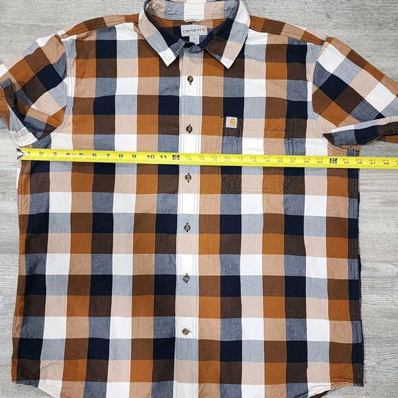 Carhartt Men's Essential Plaid Open Collar Short Sleeve Shirt XL Relaxed Fit - Picture 4 of 6